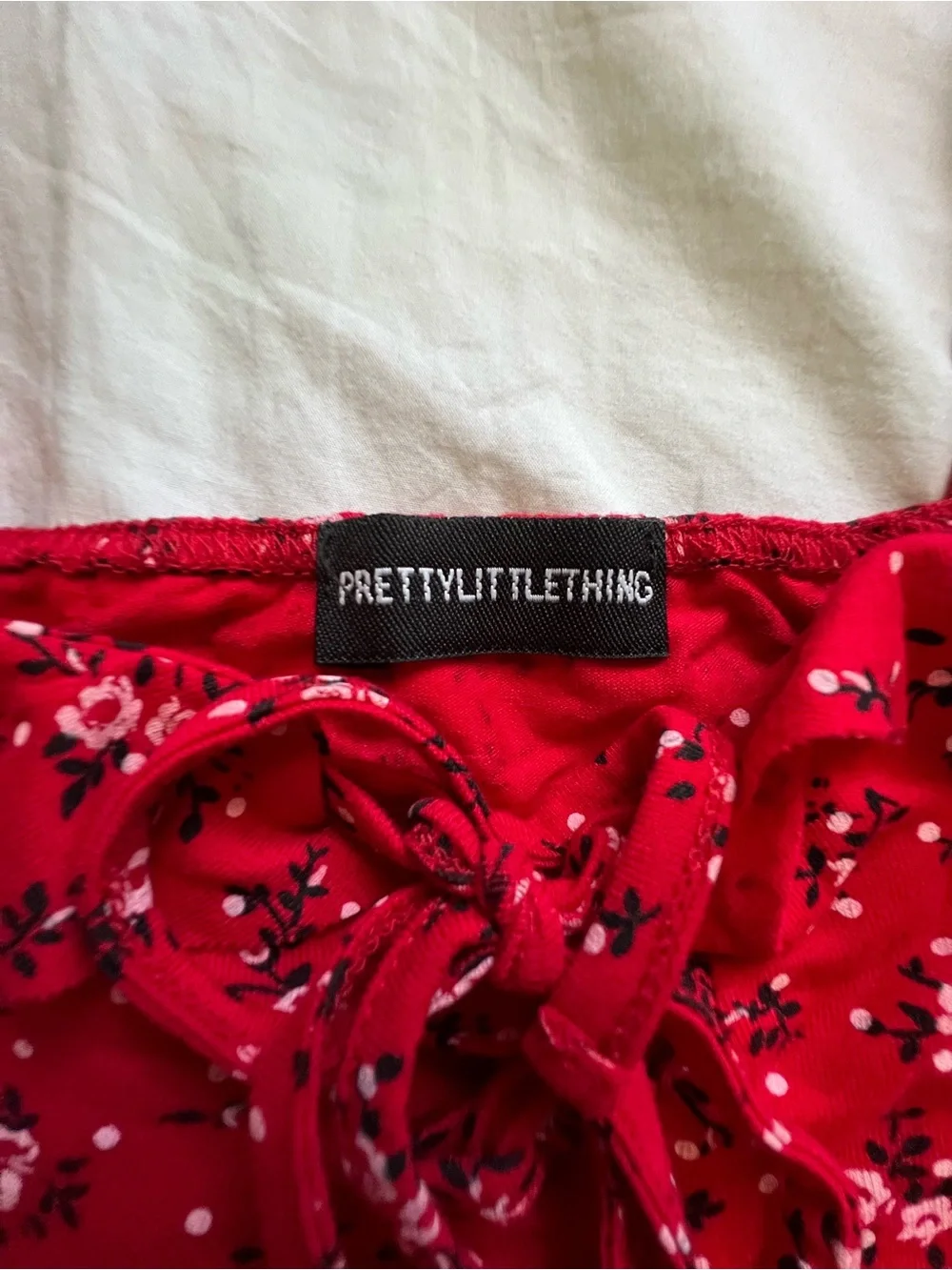 PrettyLittleThing Red Floral Two-Piece Skirt Set